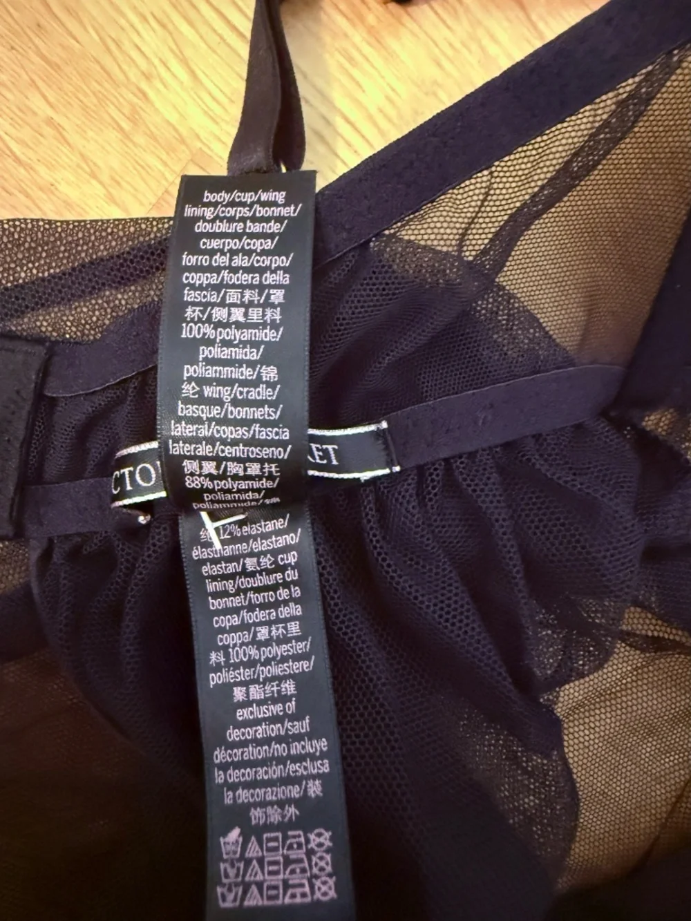 Victoria's Secret Black Lace Push-Up Babydoll Chemise Sheer Mesh Underwire 36D - Picture 4 of 10